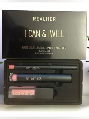 Realher I Can & Iwill Mauve Lipliner, Matte Liquid Lipstick and Lipgloss New